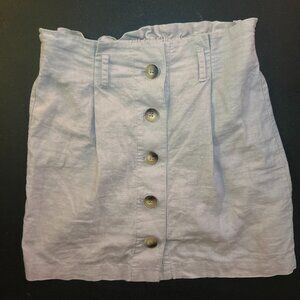 Top Shop Light Pink Ruffle Stretchy Waist Button Up Mini Skirt, Size 2